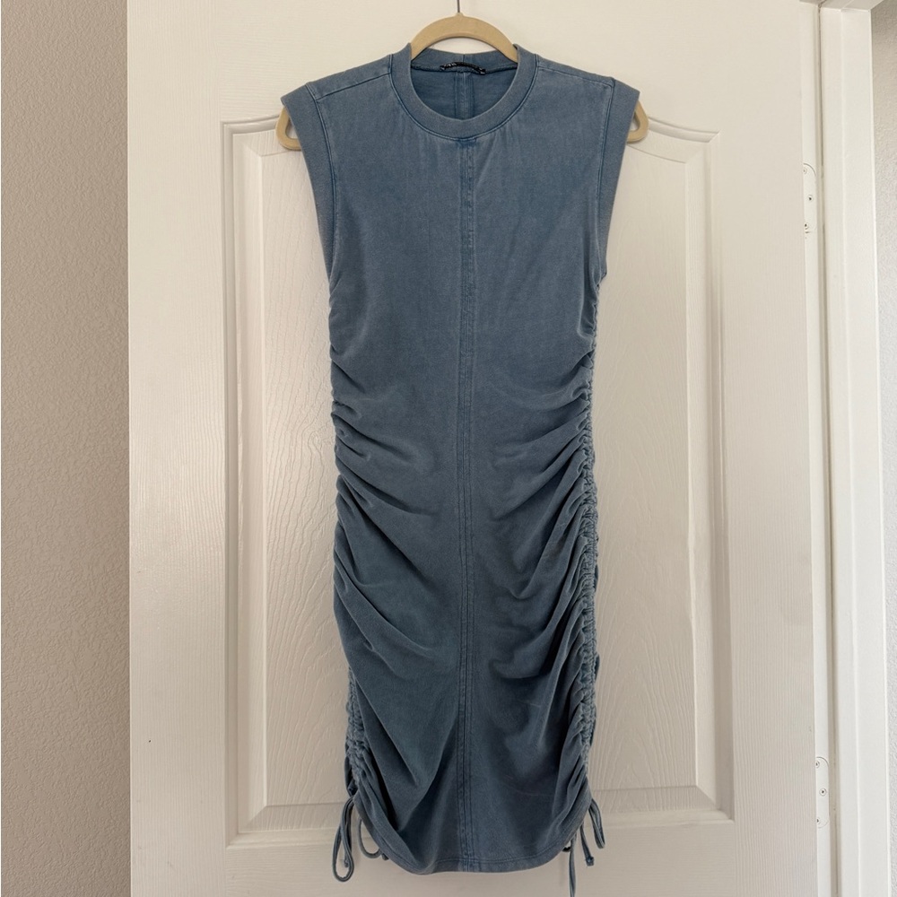 Zara Blue Ruched Bodycon Mini Dress